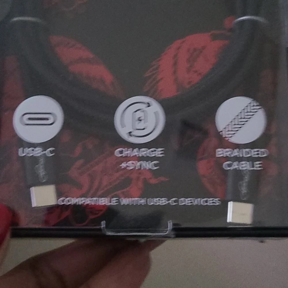 Ed Hardy Black 6 ft USB-C Charging Cable